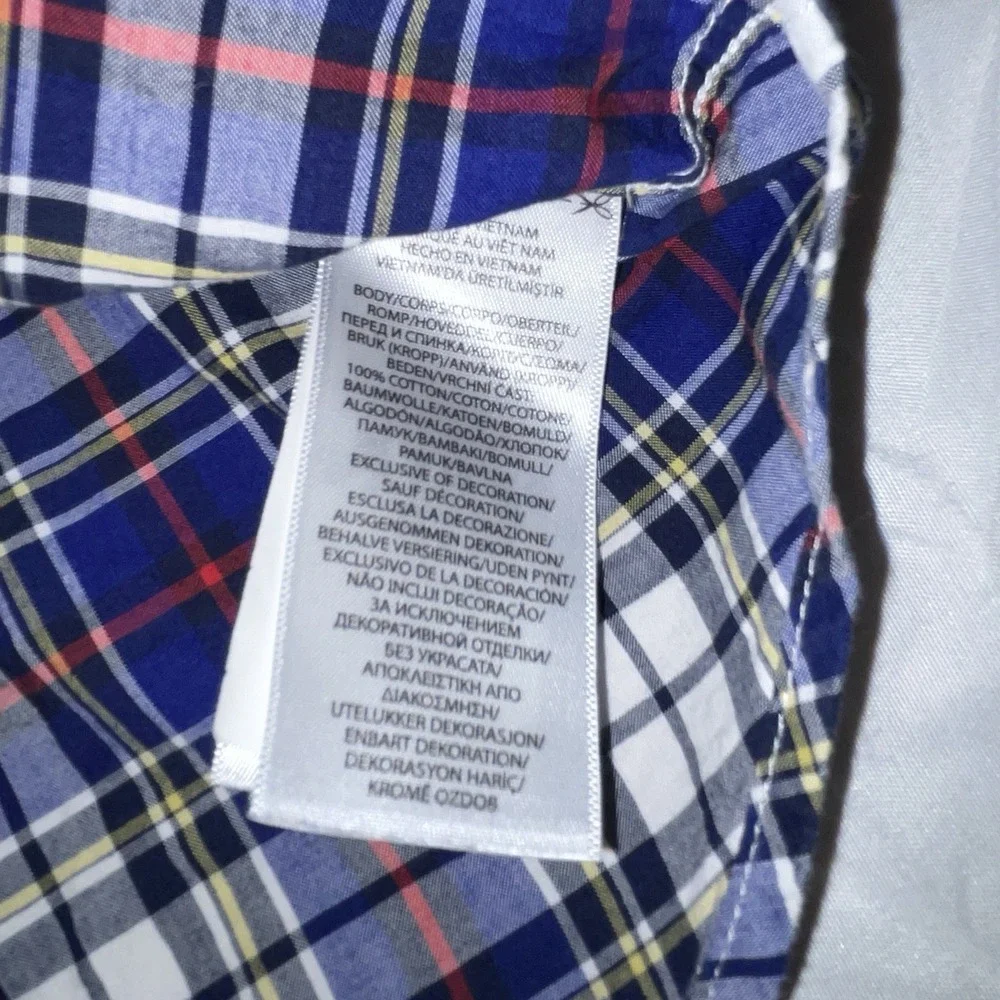 Ralph Lauren Boys Blue White Plaid Natural Stretch Button Down‎ Shirt Size 5